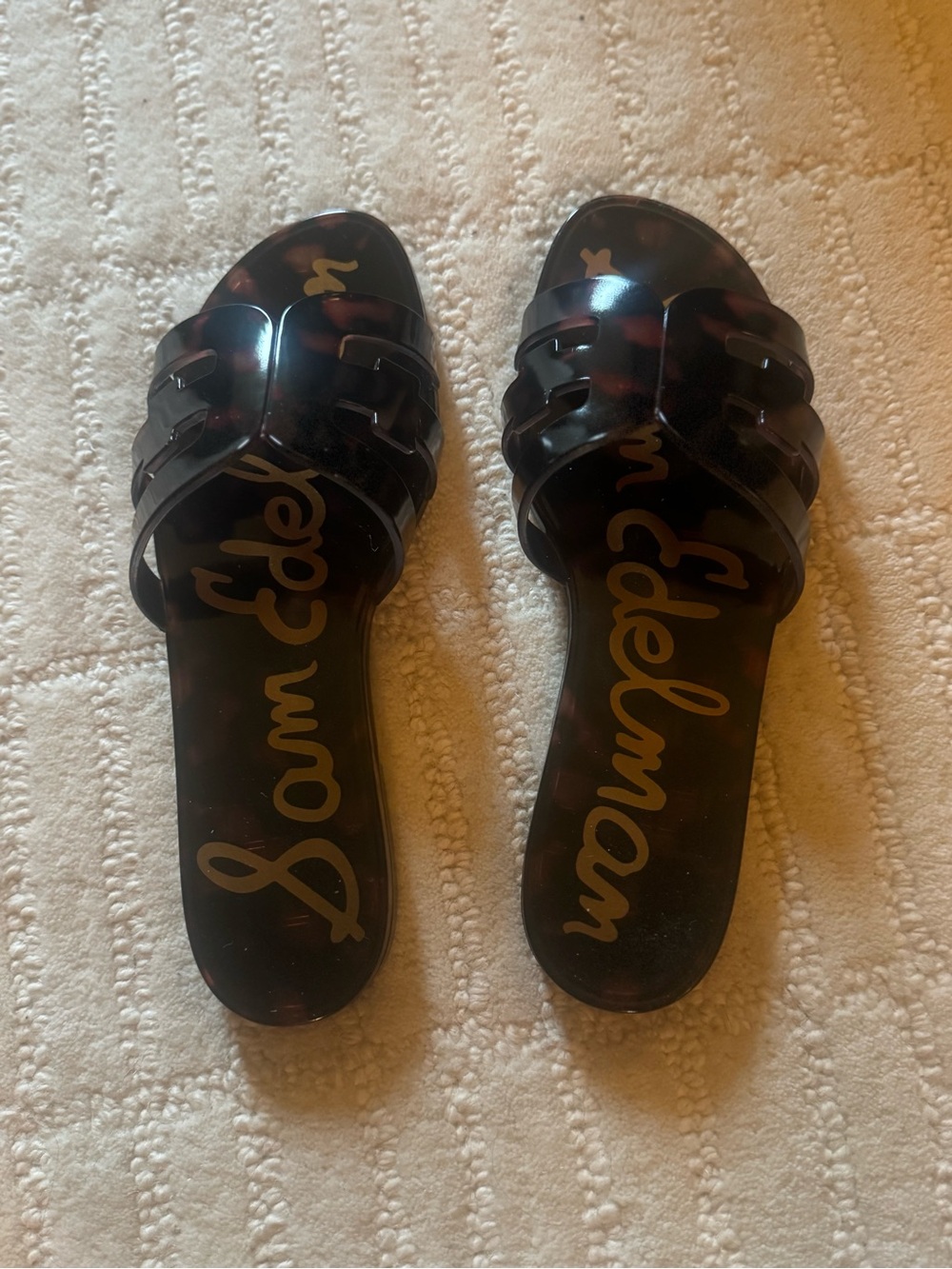 Sam Edelman Tortoiseshell Black and Brown Slide Sandals - Picture 2 of 11